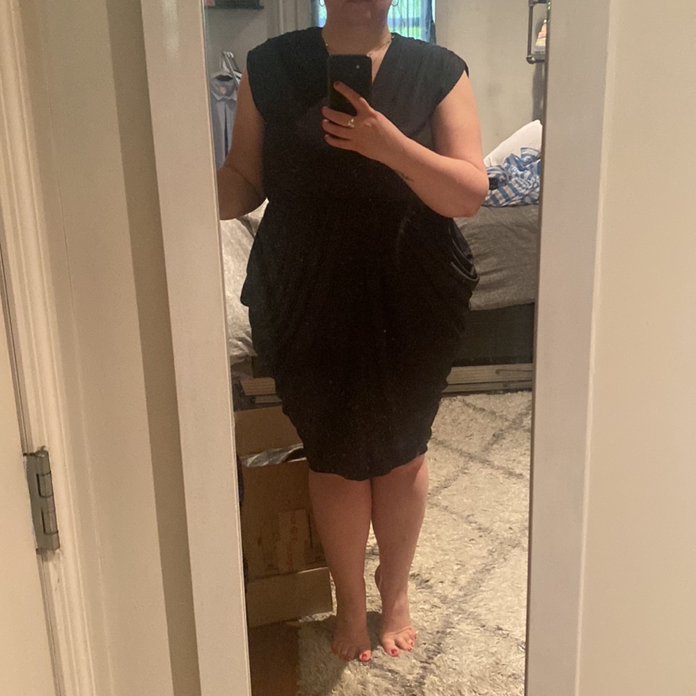 Vintage V Neck Black Dress - Picture 5 of 5